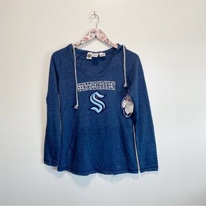 NWT SEATTLE KRAKEN Hockey Women's Small Hooded Top Short NHL Blue New